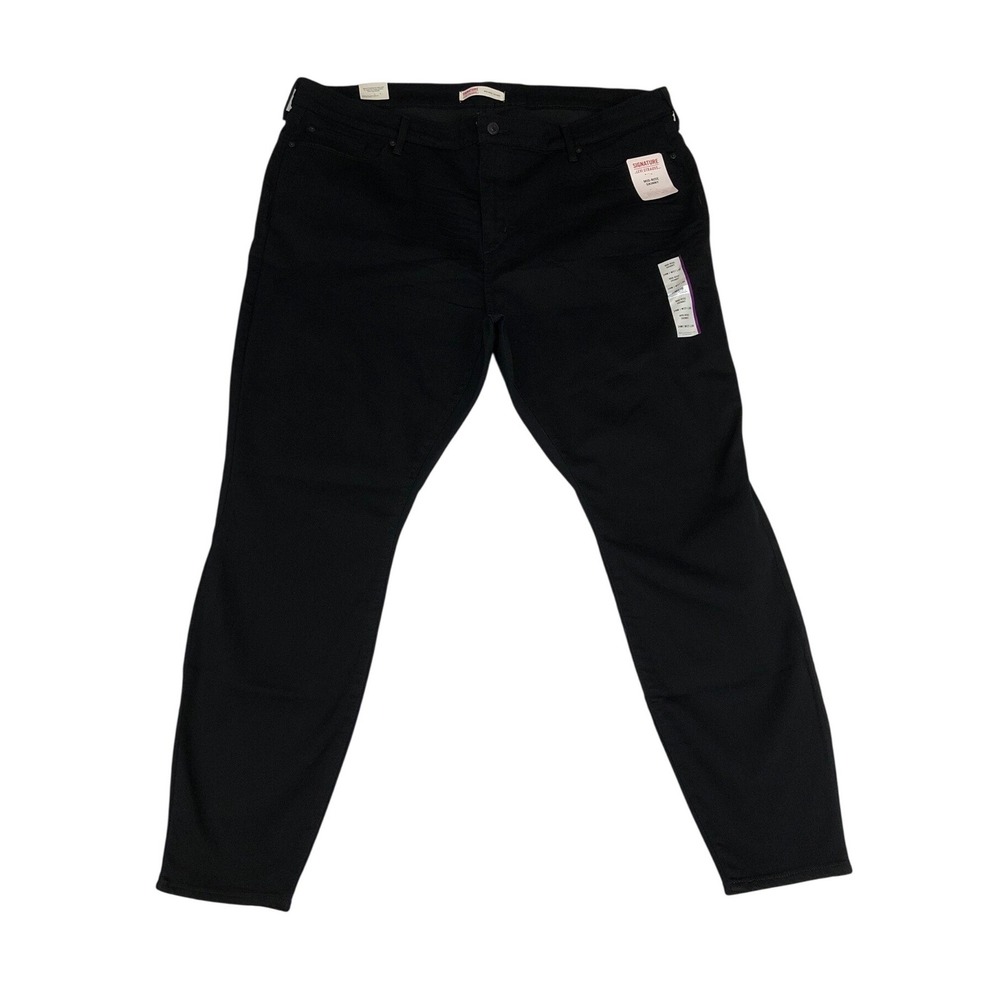 Signature Levi Strauss Womens Plus 24M W37 L30 Mid-Rise Skinny Jeans Black NWT